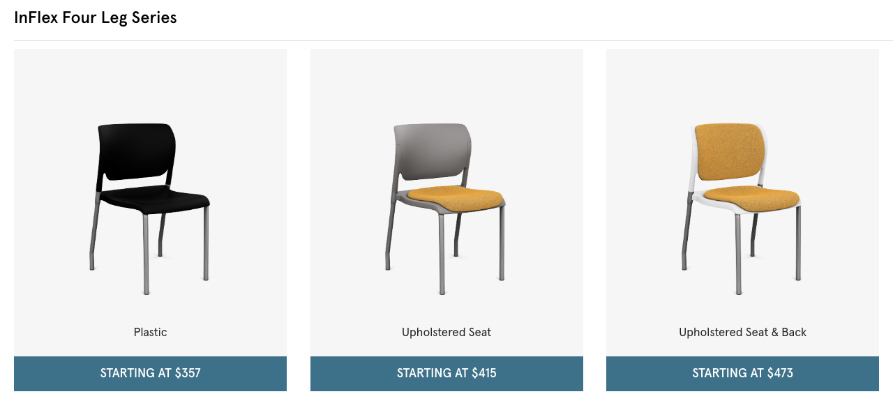 SitOnIt Seating: InFlex Armless Seat Back Options $357 to $473