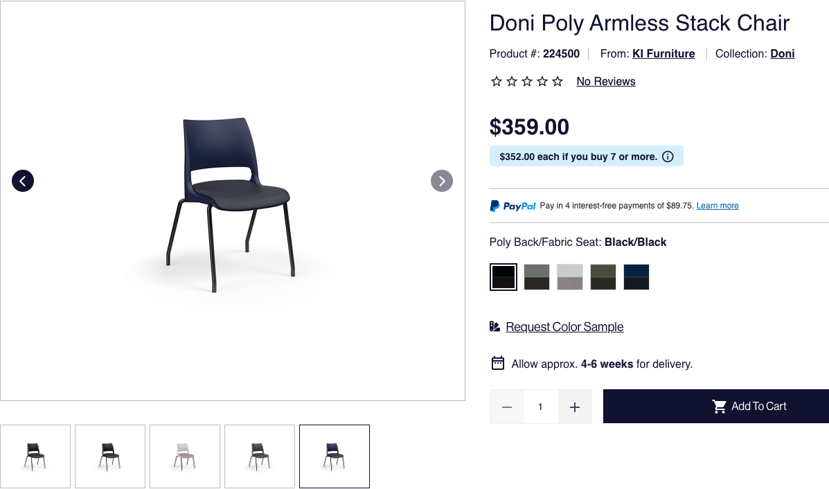 nbf: Doni Poly Armless Stack Chair $359 (Model 224500)